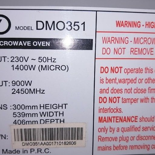 Microwave Defy DMO351 selling for spares. 