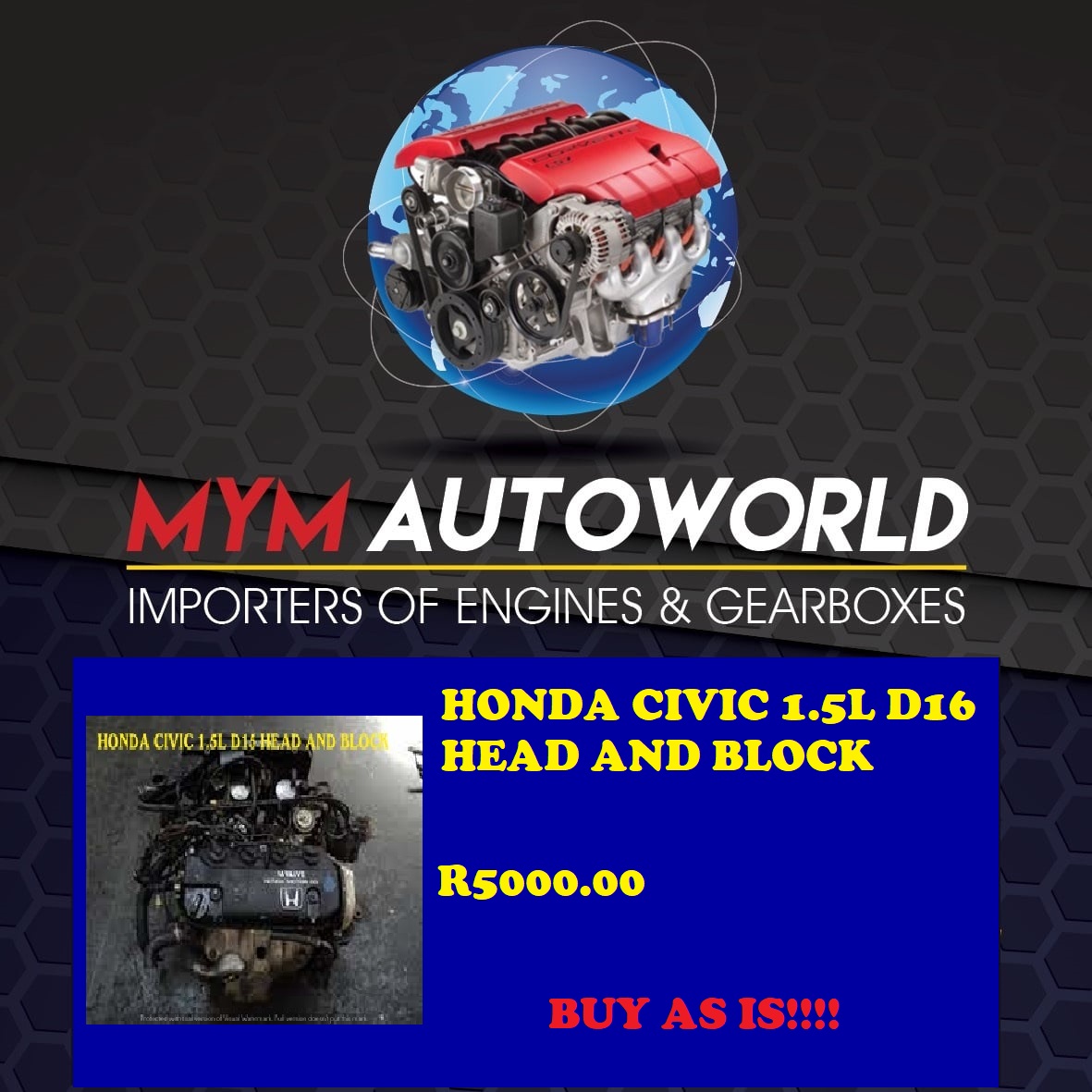 HONDA CIVIC 1.5L D15 HEAD AND BLOCK - Private Seller HONDA CIVIC 1.5L D15 HEAD AND BLOCK - Private Seller