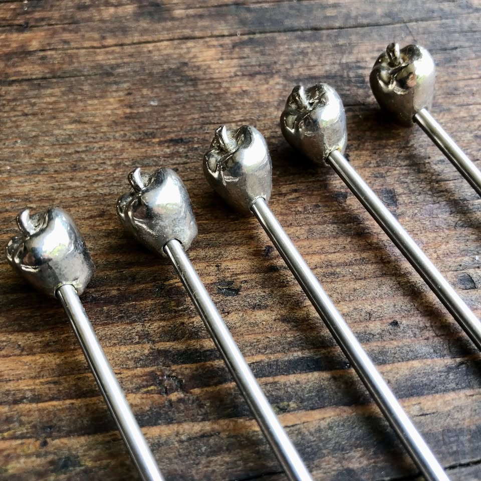 Vintage 1970s German Apple-Themed Cocktail Forks – Elegant & Rare!