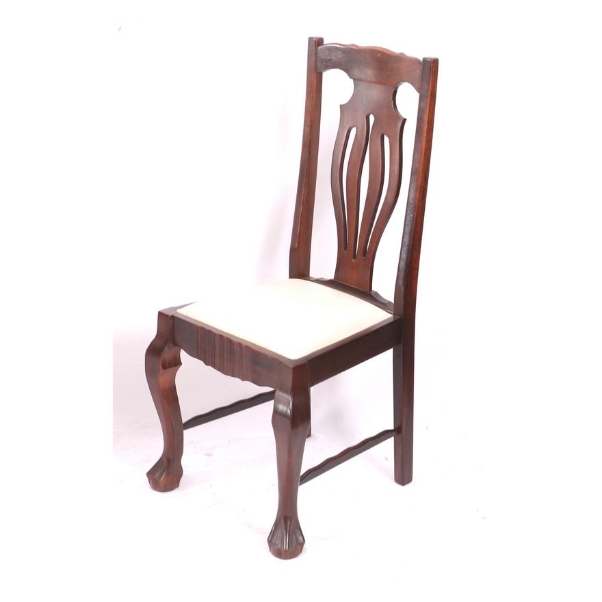 Solid wood, Chippendale type dining room chairs in Ball and claw design.