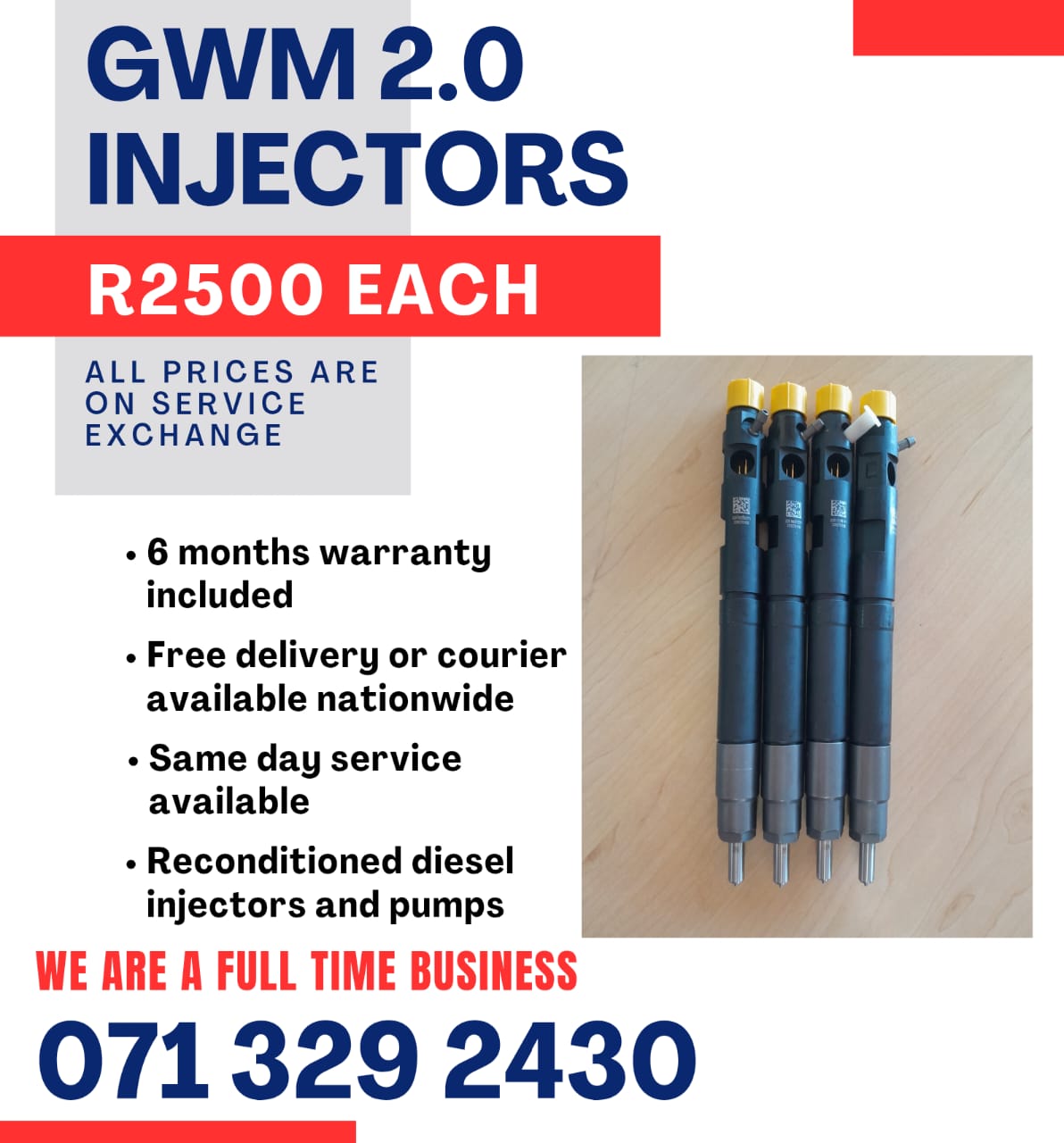GWM 2.0 INJECTORS FOR SALE WITH WARRANTY INCLUDED - Private Seller GWM 2.0 INJECTORS FOR SALE WITH WARRANTY INCLUDED - Private Seller