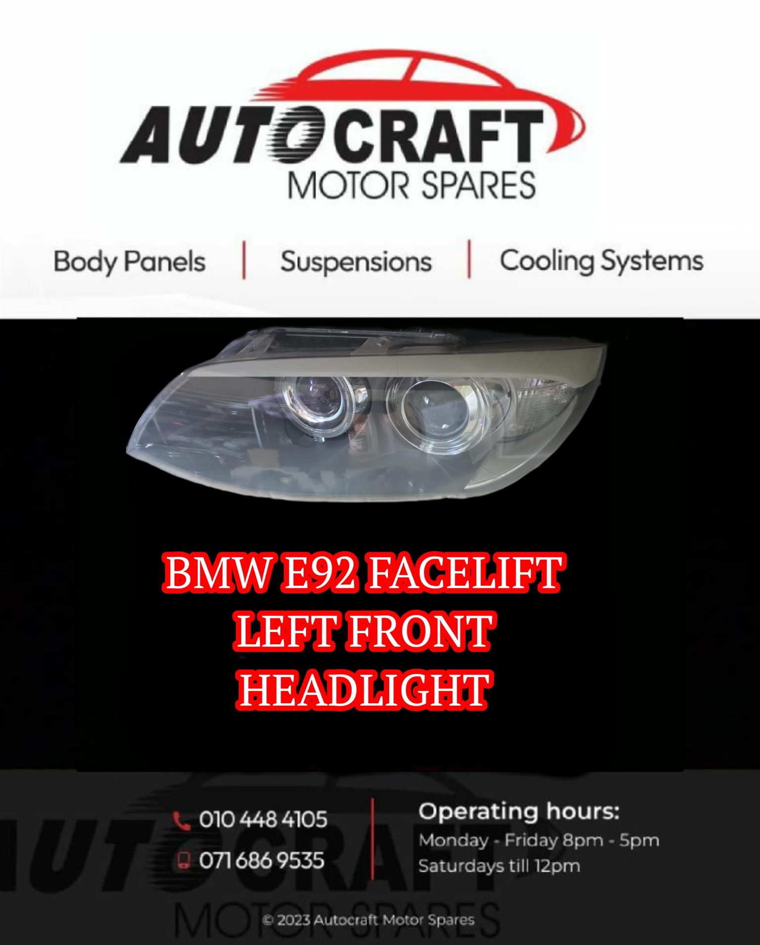BMW E92 Facelift left front headlight