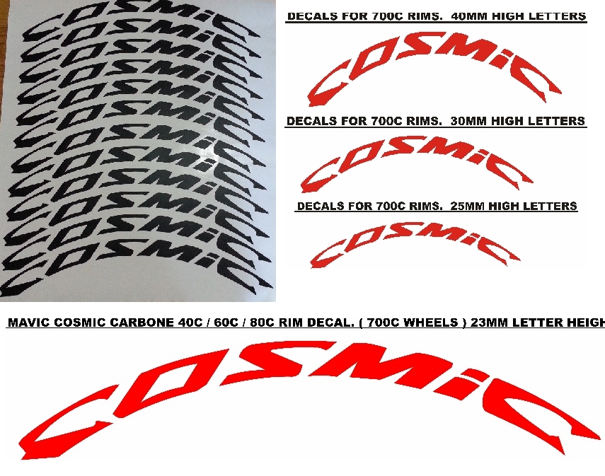 Mavic Cosmic 700C wheel rim and frame decals sticker graphics sets ...