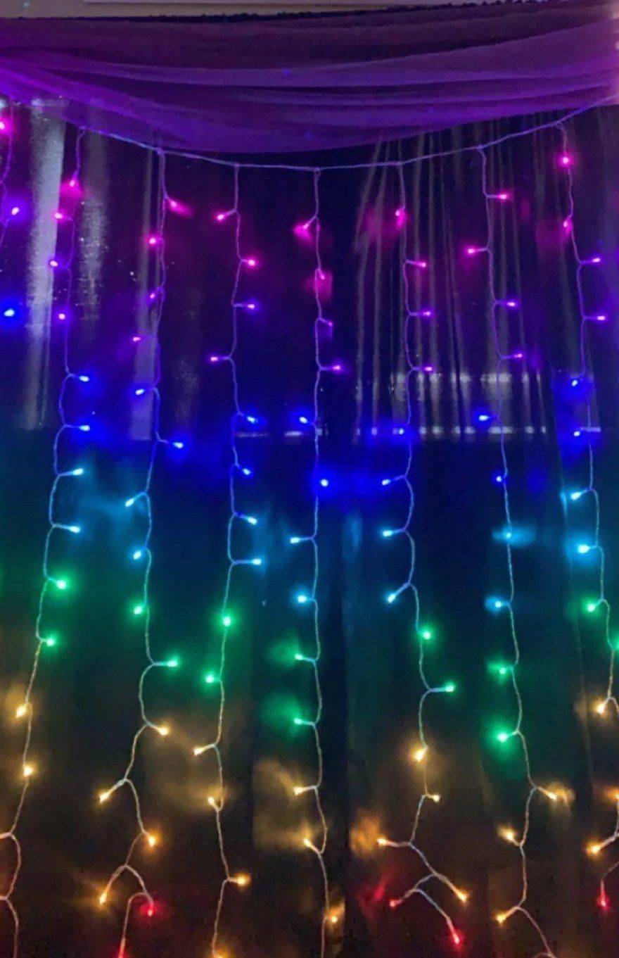 LED Decorative Fairy Curtain Lights Waterproof 220V AC in RGB Multicolour. NEW
