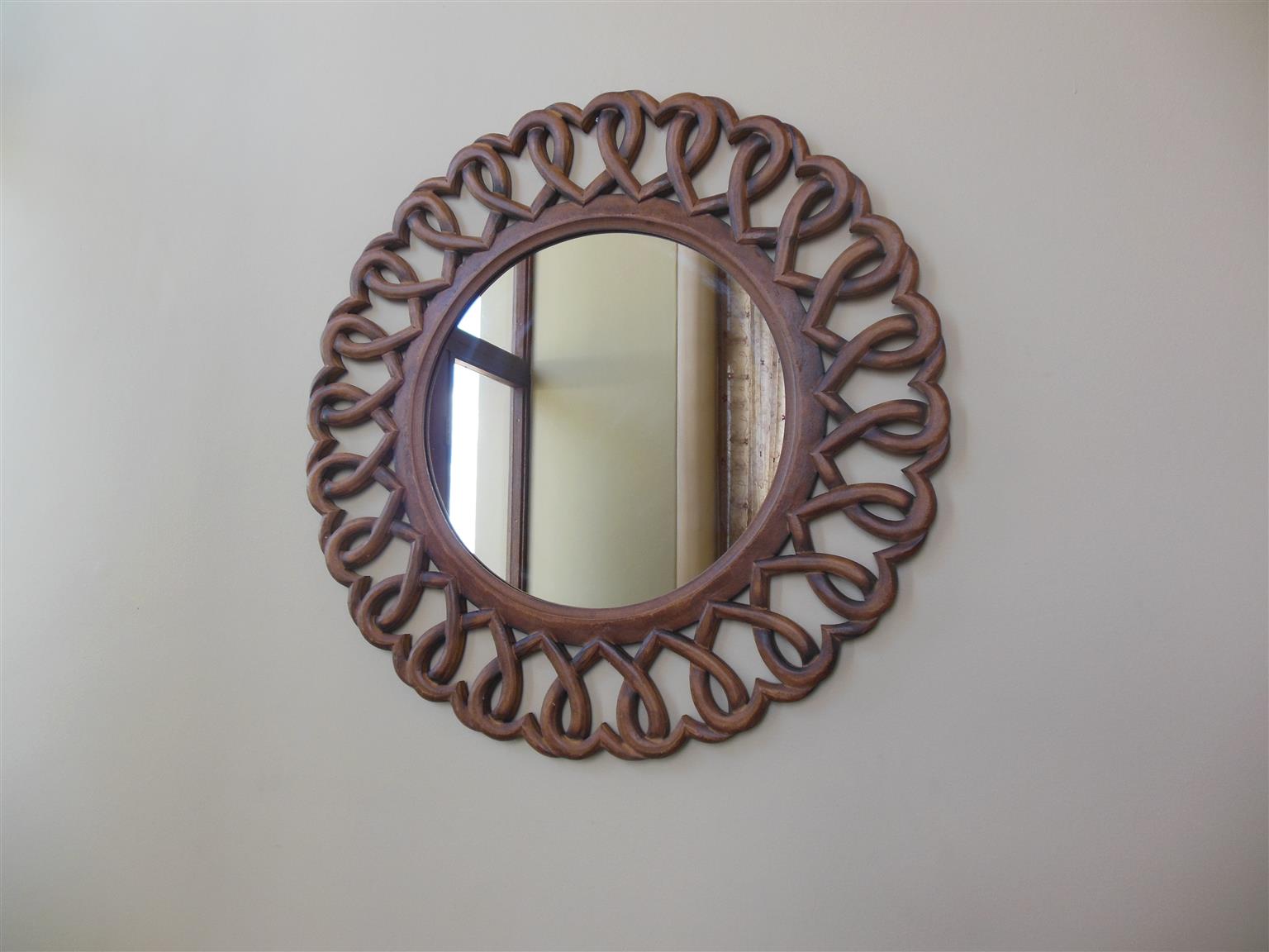 Wooden Framed Round Mirror for Sale