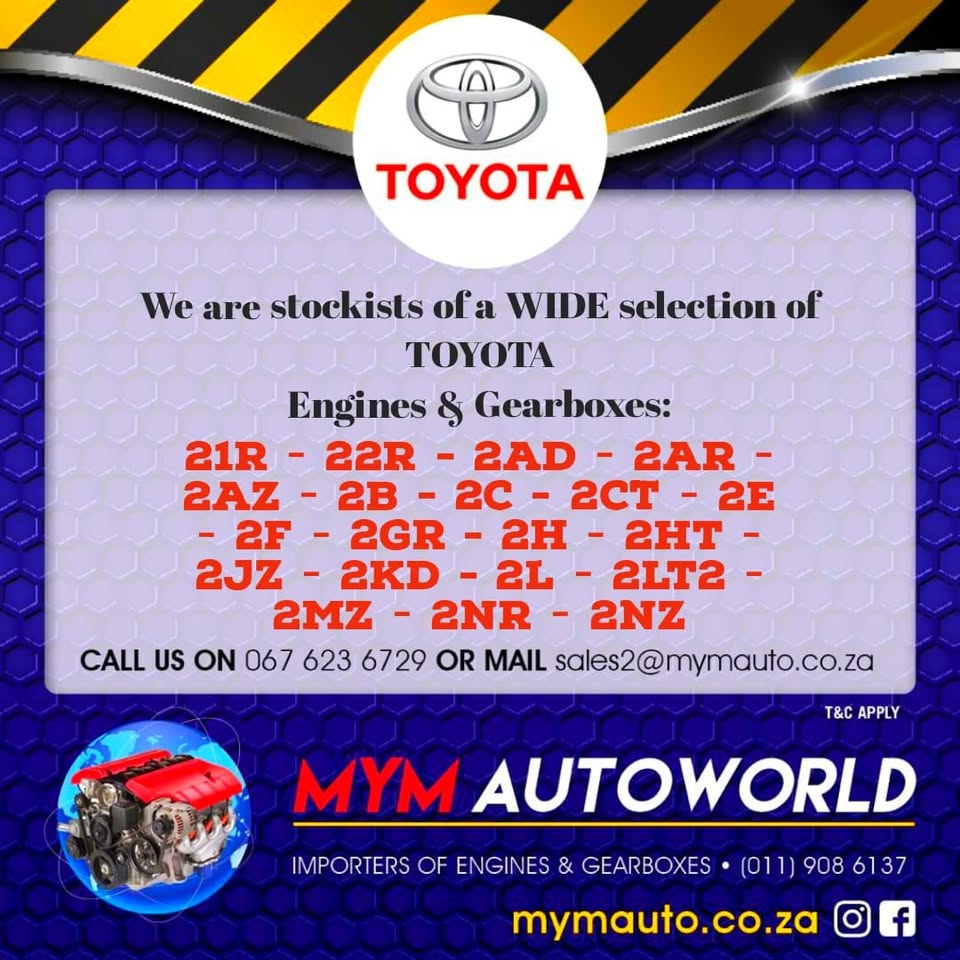 MYM AUTOWORLD IMPORTERS OF USED TOYOTA ENGINES AND GEARBOXES - Private Seller MYM AUTOWORLD IMPORTERS OF USED TOYOTA ENGINES AND GEARBOXES - Private Seller