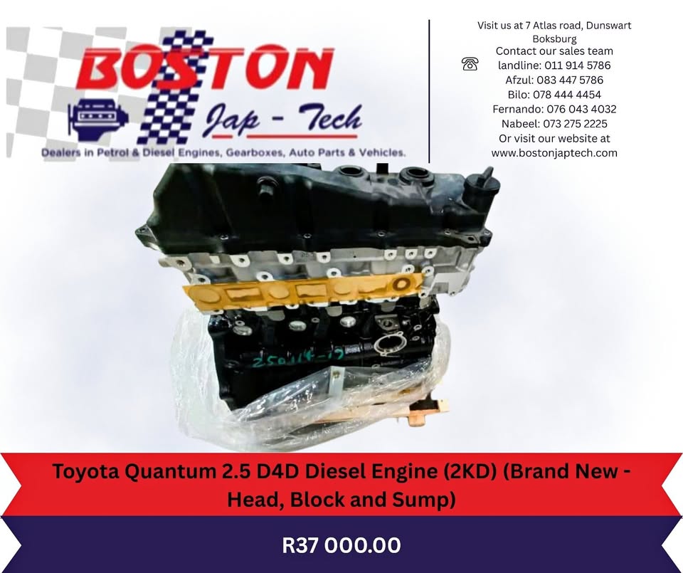 Toyota Quantum 2.5 D4D Diesel Engine (2KD) (Brand New - Head, Block and Sump) BF - Private Seller Toyota Quantum 2.5 D4D Diesel Engine (2KD) (Brand New - Head, Block and Sump) BF - Private Seller