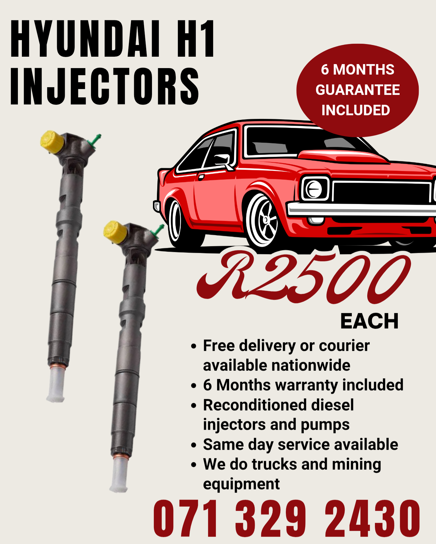 HYUNDAI H1 INJECTORS FOR SALE WITH WARRANTY INCLUDED - Private Seller HYUNDAI H1 INJECTORS FOR SALE WITH WARRANTY INCLUDED - Private Seller
