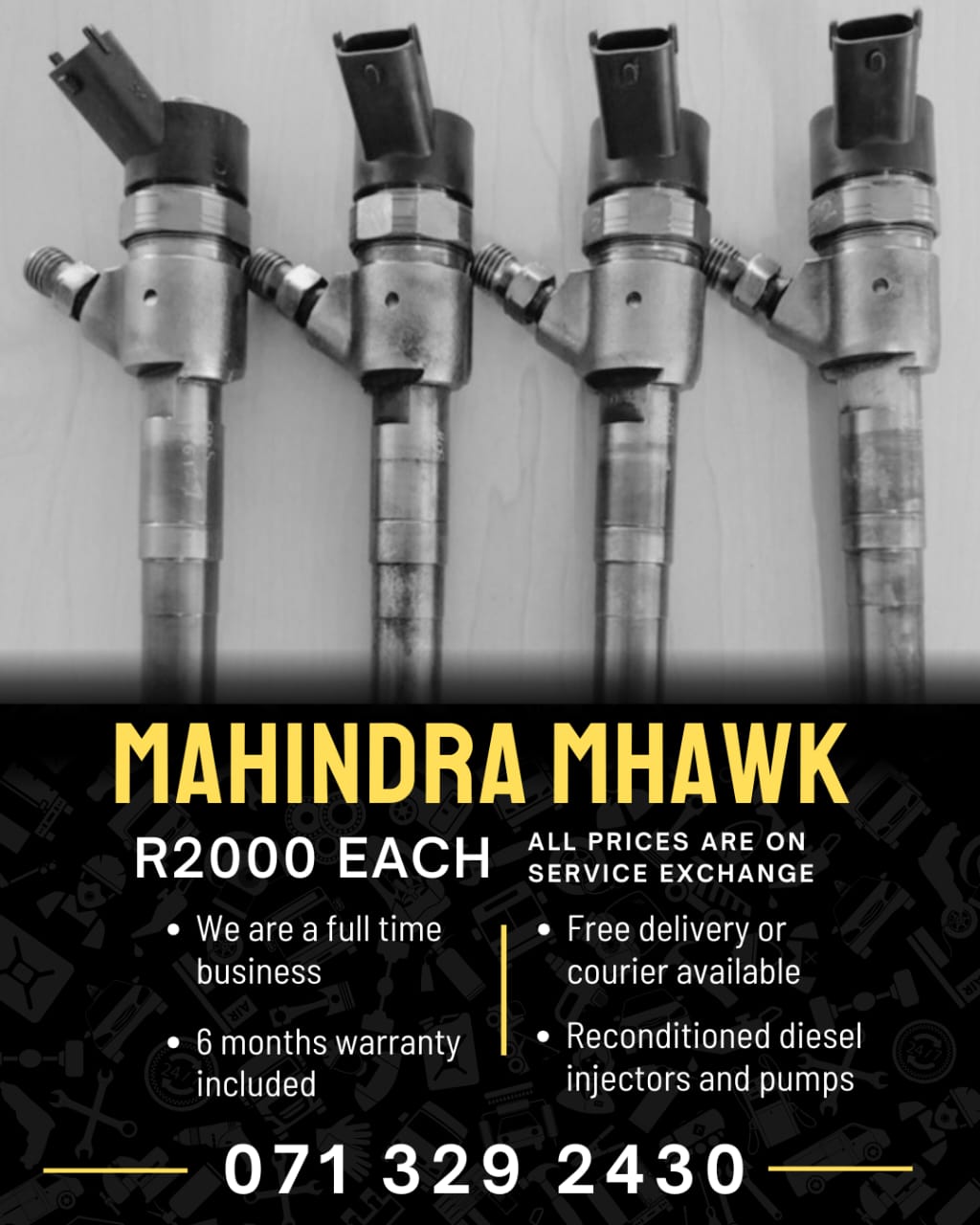 MAHINDRA MHAWK INJECTORS FOR SALE WITH WARRANTY - Private Seller MAHINDRA MHAWK INJECTORS FOR SALE WITH WARRANTY - Private Seller