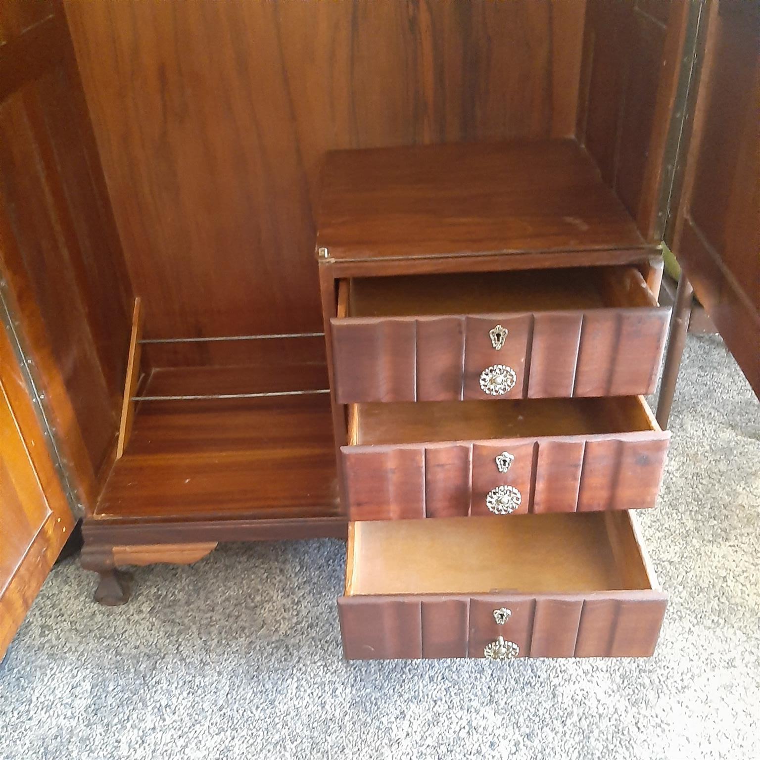 Strong beautiful Antique Real  Imbuia  Ball and Claw Wardrobe for Sale.