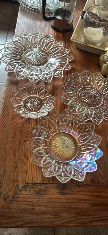 Vintage Carnival glass plates and bowls