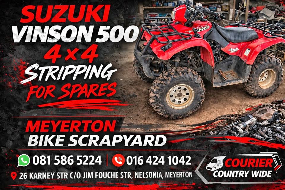 Suzuki Vinson 500 4 x 4 stripping for spares. Meyerton bike scrapyard new & secondhand spares. Andre - Private Seller Suzuki Vinson 500 4 x 4 stripping for spares. Meyerton bike scrapyard new & secondhand spares. Andre - Private Seller