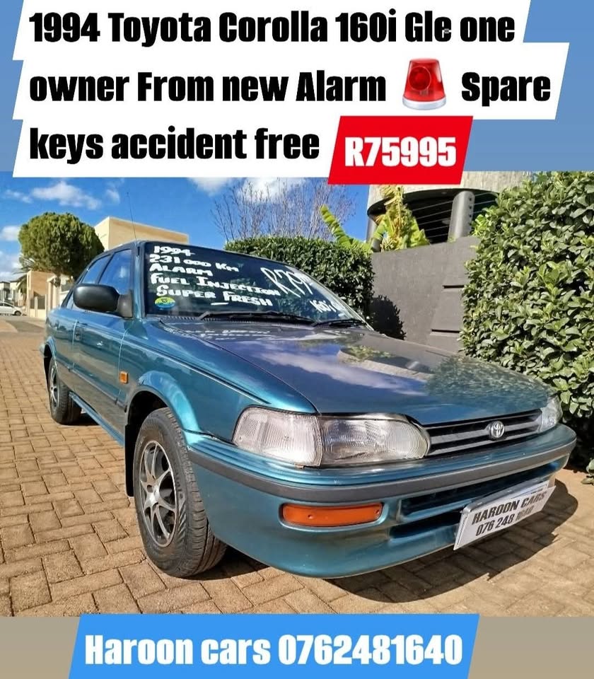 1994 Toyota Corolla 160i Gle manual one owner from new
