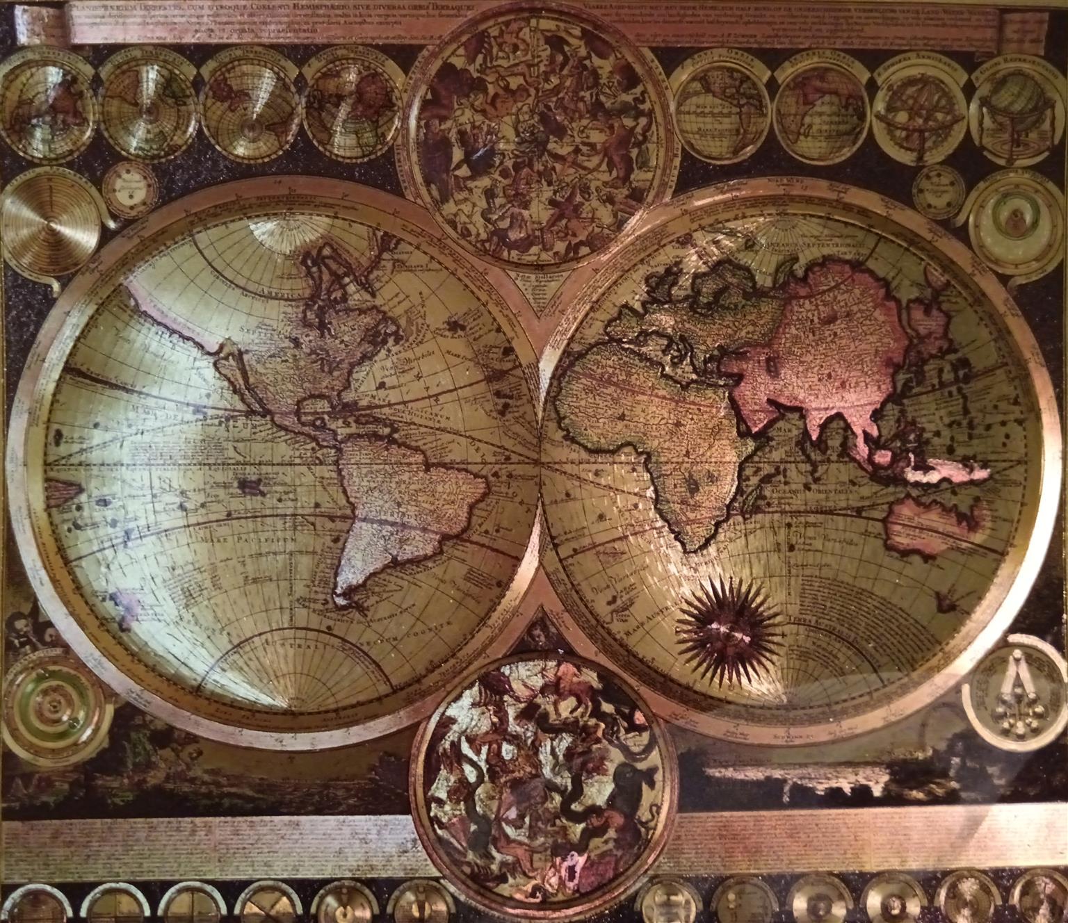 Replica Schenk The Elder PLANISPHAERIUM TERRESTRE GOLD FOIL Map Of The World Replica Schenk The Elder PLANISPHAERIUM TERRESTRE GOLD FOIL Map Of The World