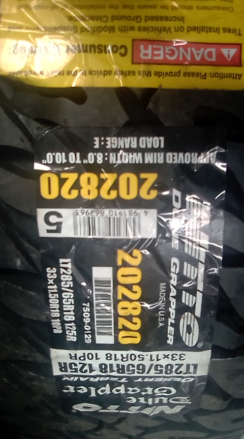 Rims & Tyres 3 available Tyre Brand New Nitto Dune