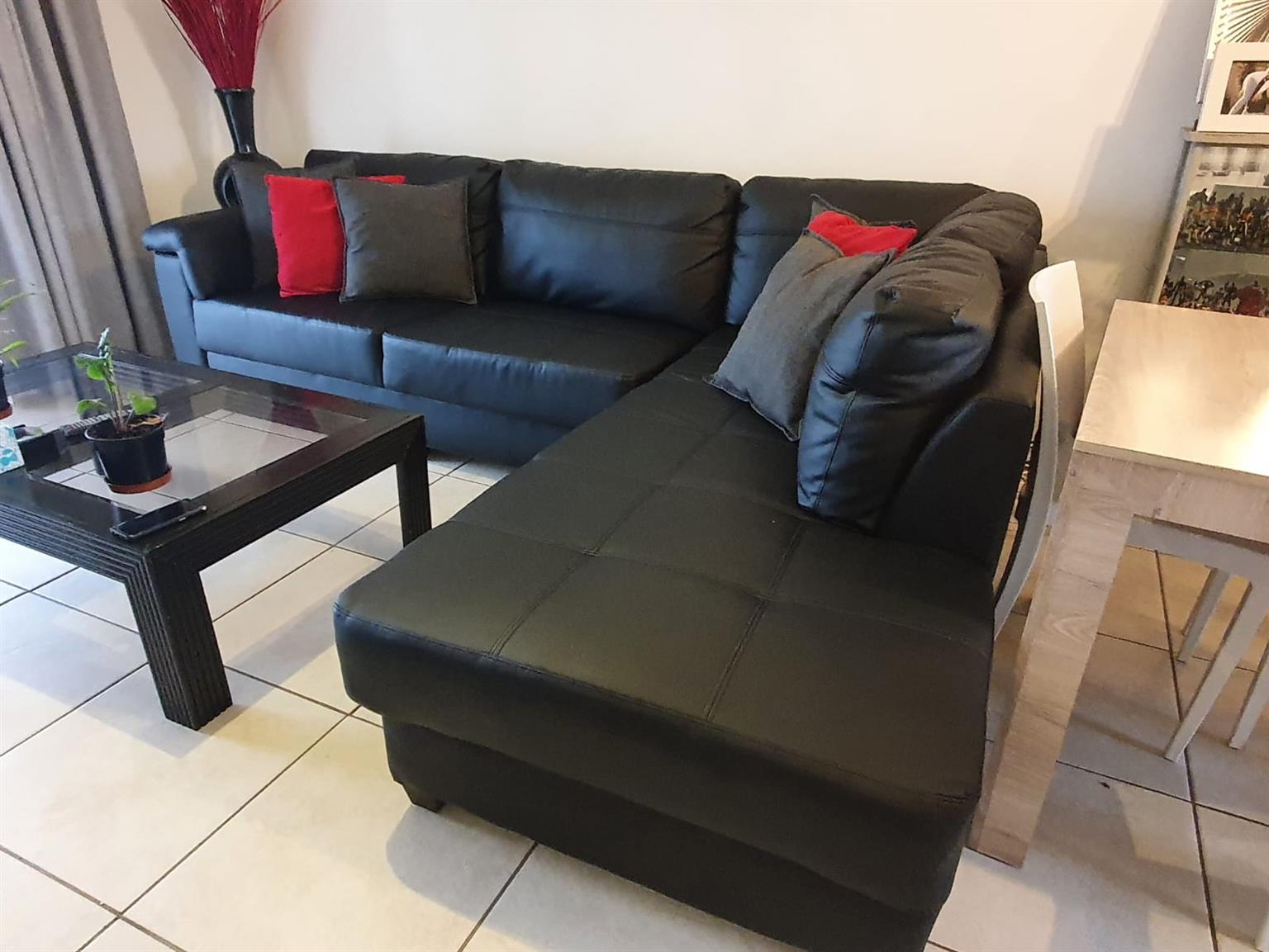 Black Rochester Aniline Leather Couch corner Unit | Junk Mail
