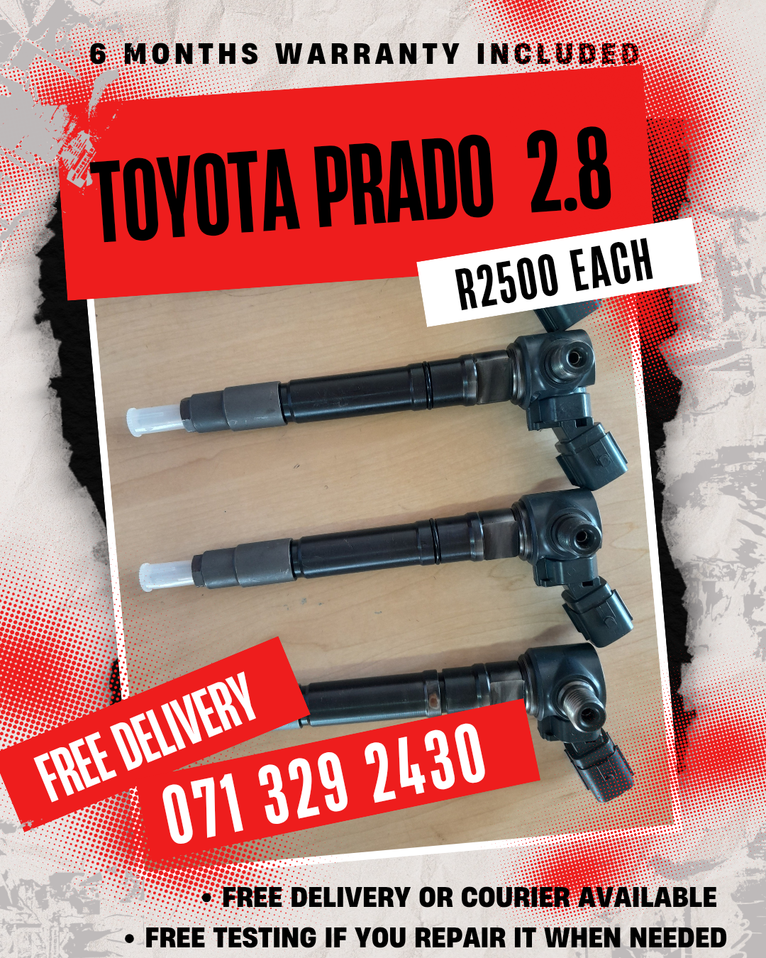 TOYOTA PRADO 2.8 DIESEL INJECTORS FOR SALE WITH WARRANTY - Private Seller TOYOTA PRADO 2.8 DIESEL INJECTORS FOR SALE WITH WARRANTY - Private Seller