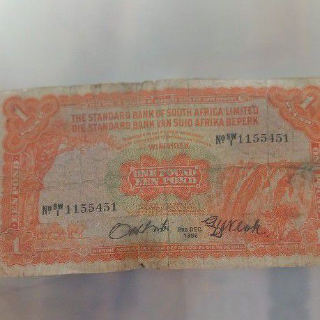 One pound, 1956, bank note, Namibia One pound, 1956, bank note, Namibia