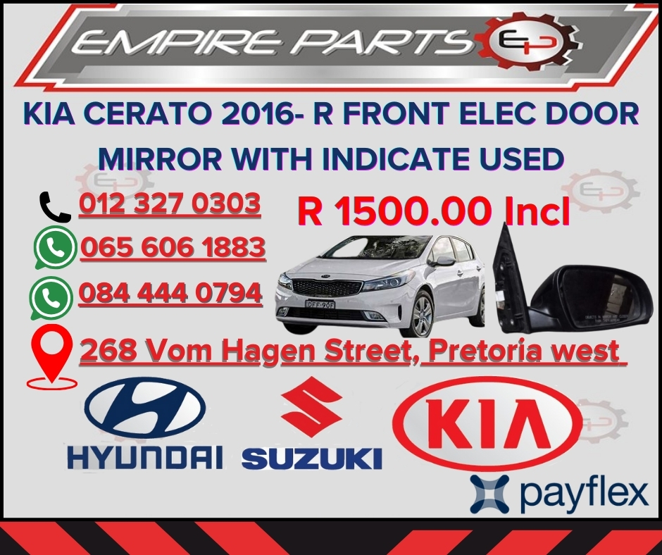 KIA CERATO 2016- RIGHT FRONT ELECTRIC DOOR MIRROR WITH INDICATE - Private Seller KIA CERATO 2016- RIGHT FRONT ELECTRIC DOOR MIRROR WITH INDICATE - Private Seller