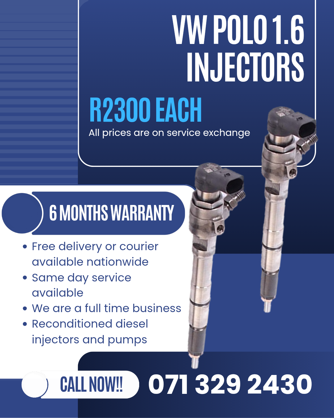 Vw polo 1.6 injectors for sale - Private Seller Vw polo 1.6 injectors for sale - Private Seller