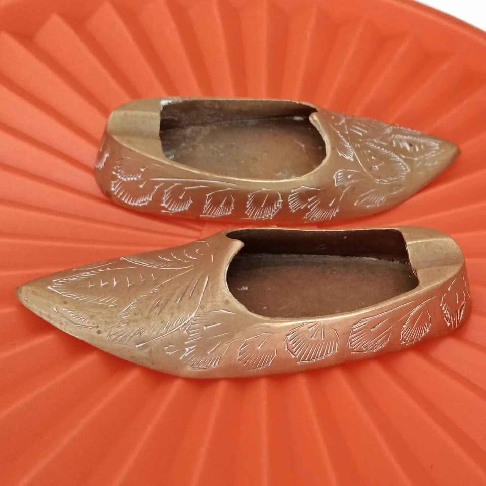 Two Brass Ashtray Shoes