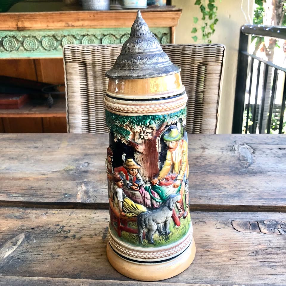Vintage Antwerpen Porcelain Lidded Beer Stein