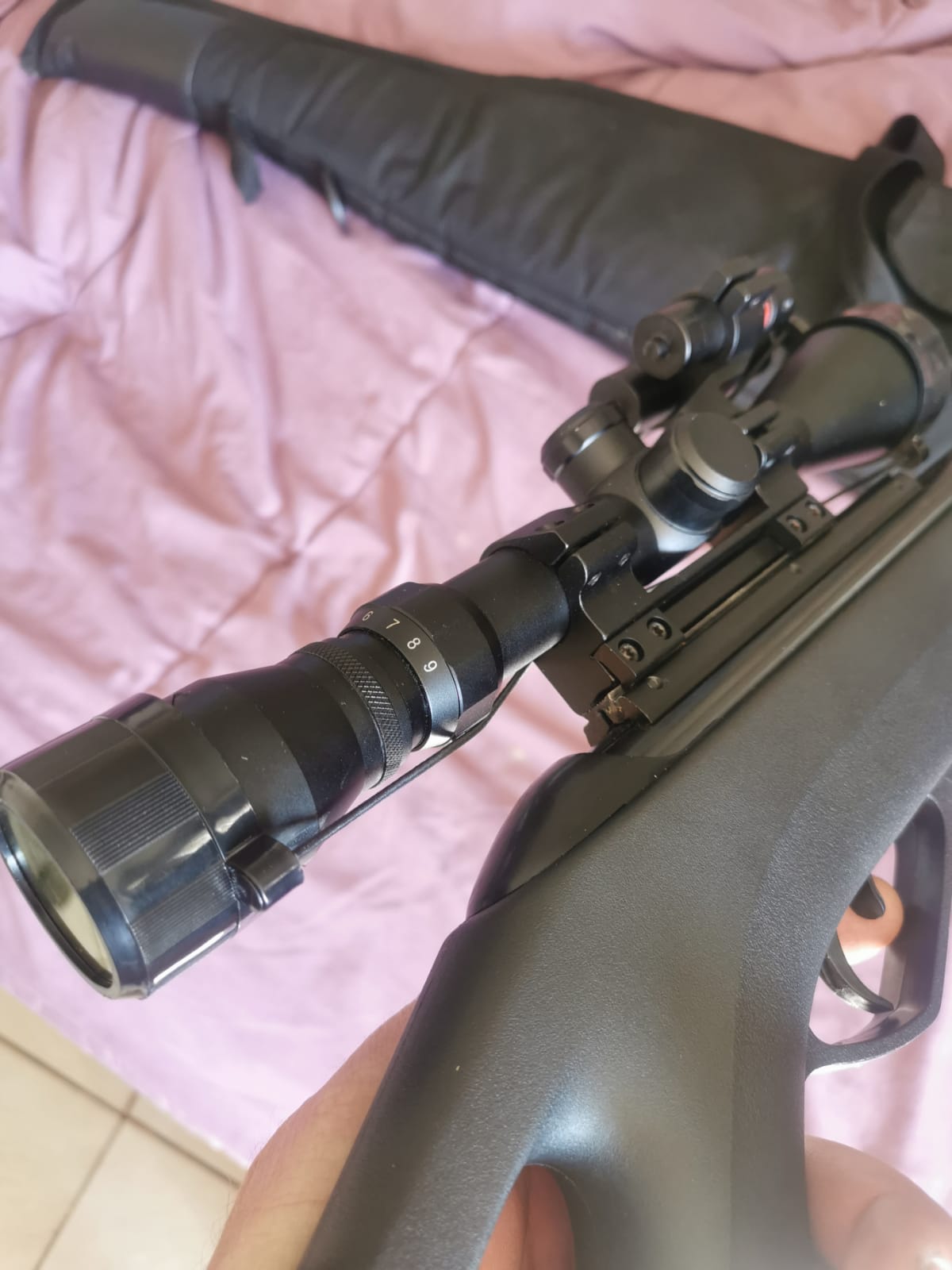 Gamo whisper x vampir air rifle for sale. With gami scope..light and laser. And Junk Mail