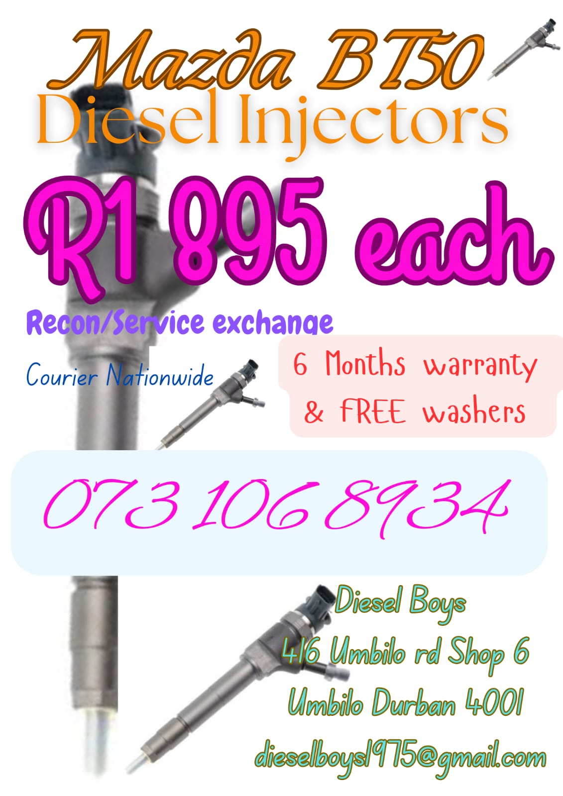 Mazda BT50 DIESEL INJECTORS - Private Seller