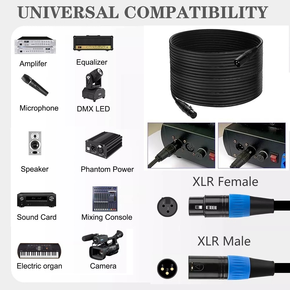 DMX512 Cable 3Pin 5metres XLR Male Female for Audio, Sound, Visual Equipment.NEW
