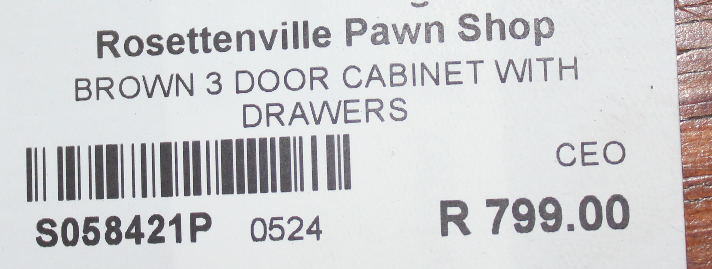 BROWN THREE DOOR WITH DRAWERS S058421P Junk Mail
