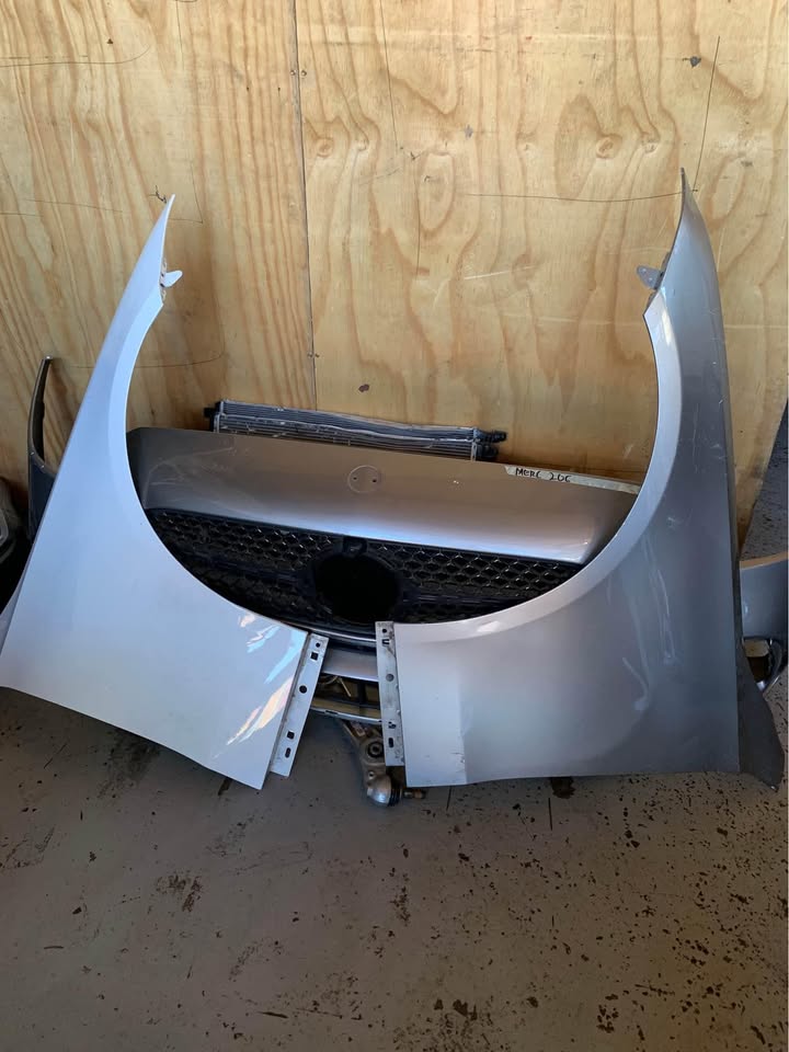 Mercedes Benz 206 front bumper, radiator set and fenders