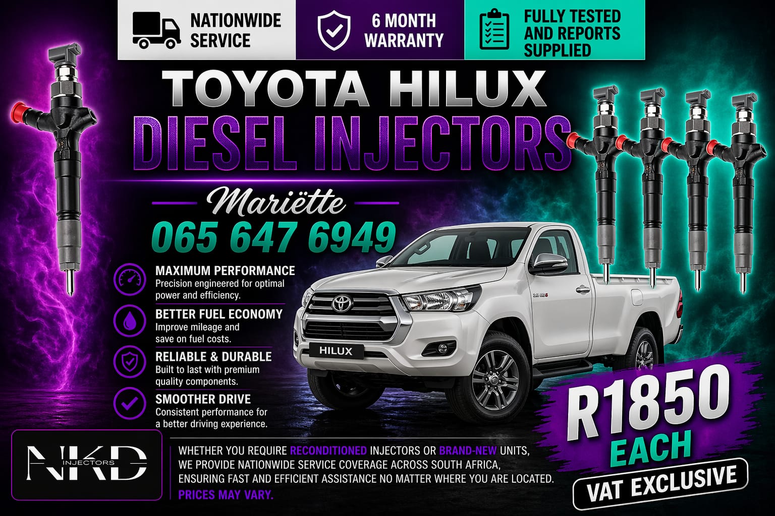 ENGINEERED TO EXCEL TOYOTA HILUX Injectors - Private Seller ENGINEERED TO EXCEL TOYOTA HILUX Injectors - Private Seller