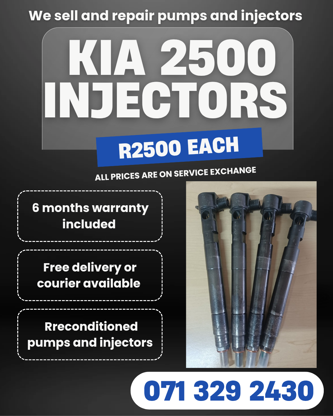 KIA 2500 INJECTORS FOR SALE WITH WARRANTY INCLUDED - Private Seller KIA 2500 INJECTORS FOR SALE WITH WARRANTY INCLUDED - Private Seller