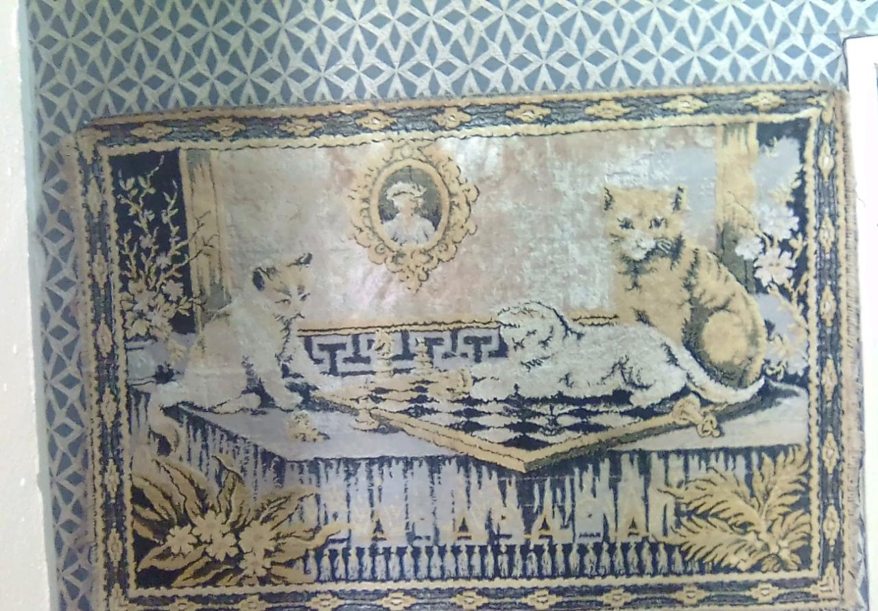 100+ year old tapestry of cats playing chess 100+ year old tapestry of cats playing chess