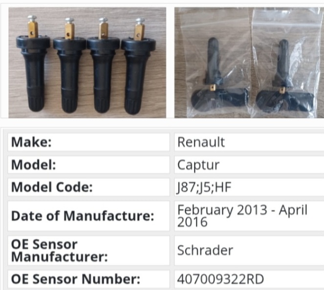 Renault Captur TPMS tyre pressure monitor sensors and valves - Private Seller Renault Captur TPMS tyre pressure monitor sensors and valves - Private Seller