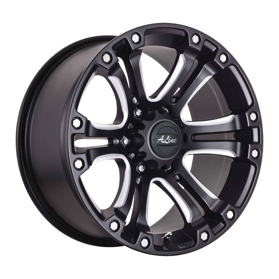 17″ A-Line Granite 5/127 Satin Black Milled Alloy Wheels