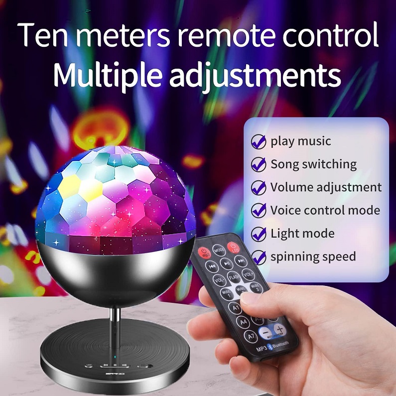 Rechargeable MultiColour LED Wireless Speaker Music Rotating Crystal Magic Ball