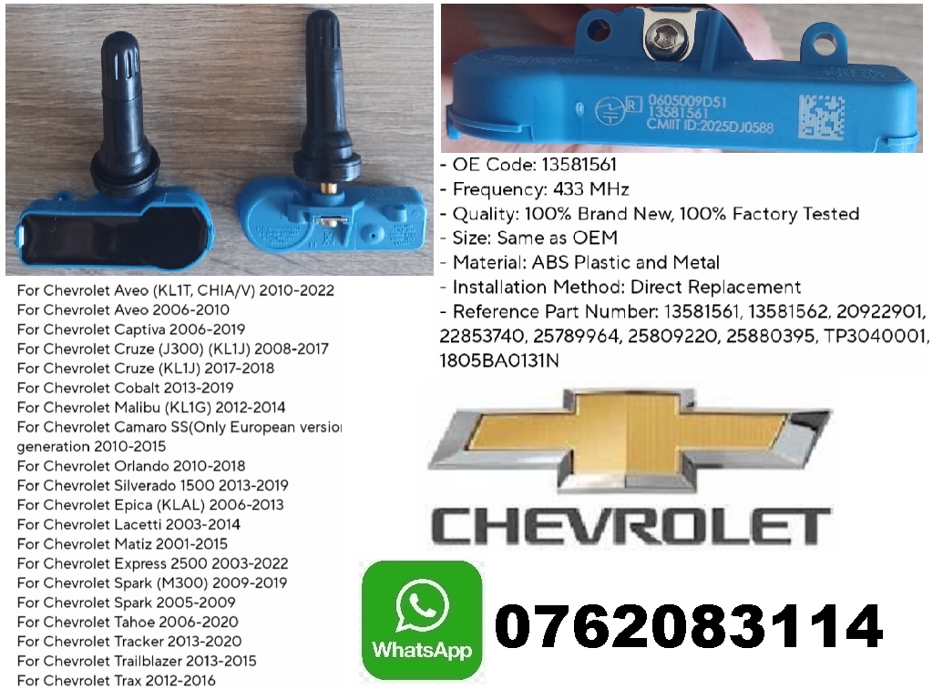 Chevrolet TPMS/ tyre pressure monitor sensors and valve stems