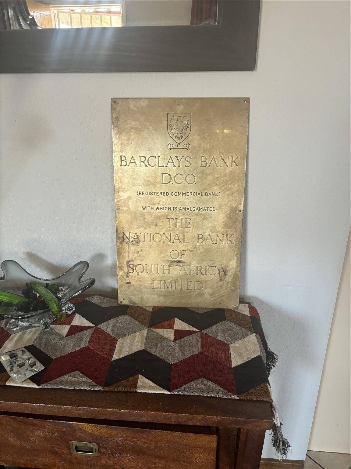 Antique Heavy Solid Brass Bank Plaque