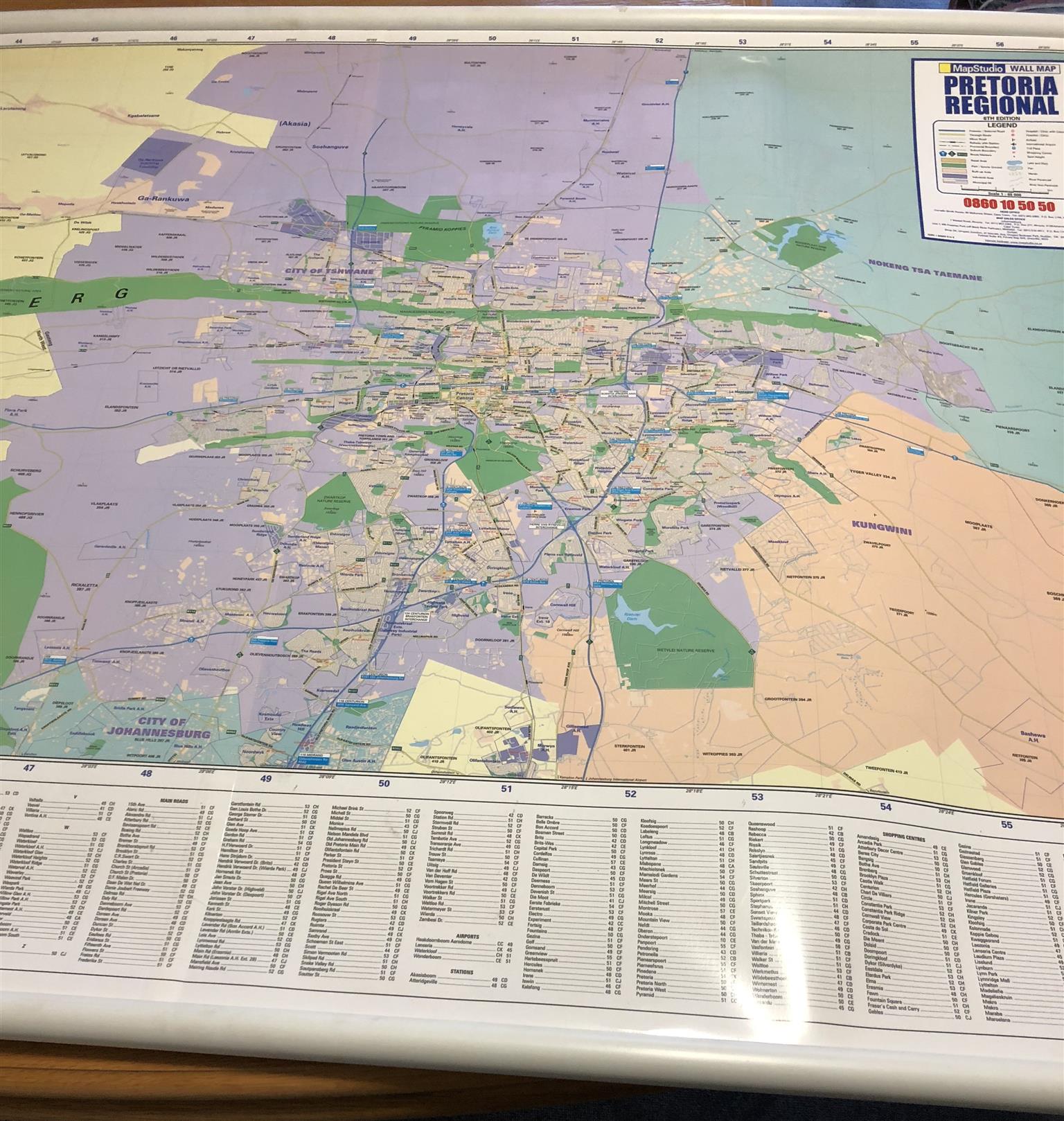 Wall Map Pretoria Regional 6th Edition