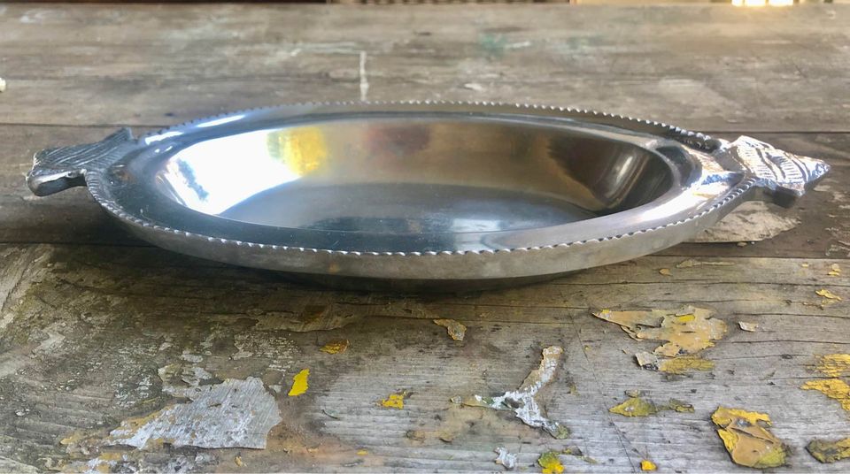Beautiful Pewter snack serving tray made in India