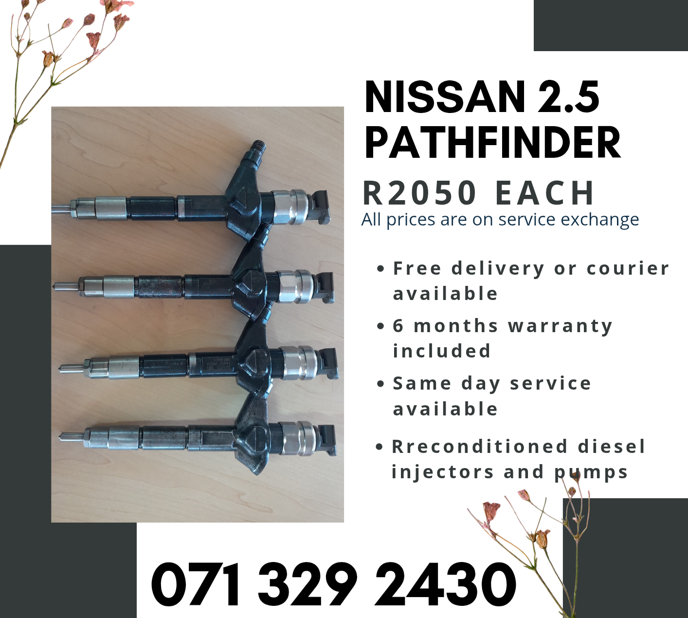 NISSAN PATHFINDER 2.5 INJECTORS FOR SALE WITH WARRANTY - Private Seller NISSAN PATHFINDER 2.5 INJECTORS FOR SALE WITH WARRANTY - Private Seller