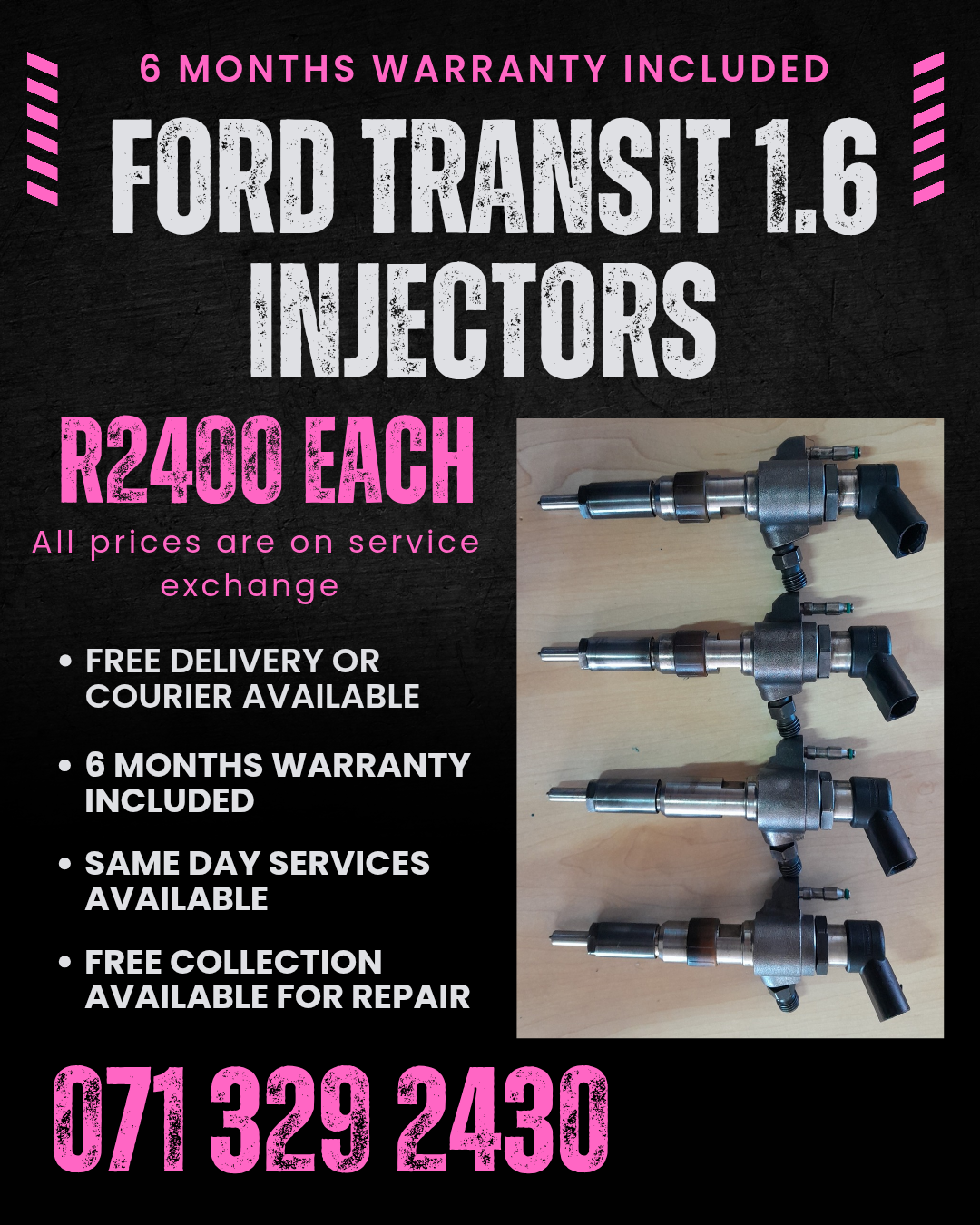 FORD TRANSIT 1.6 INJECTORS FOR SALE WITH WARRANTY - Private Seller FORD TRANSIT 1.6 INJECTORS FOR SALE WITH WARRANTY - Private Seller