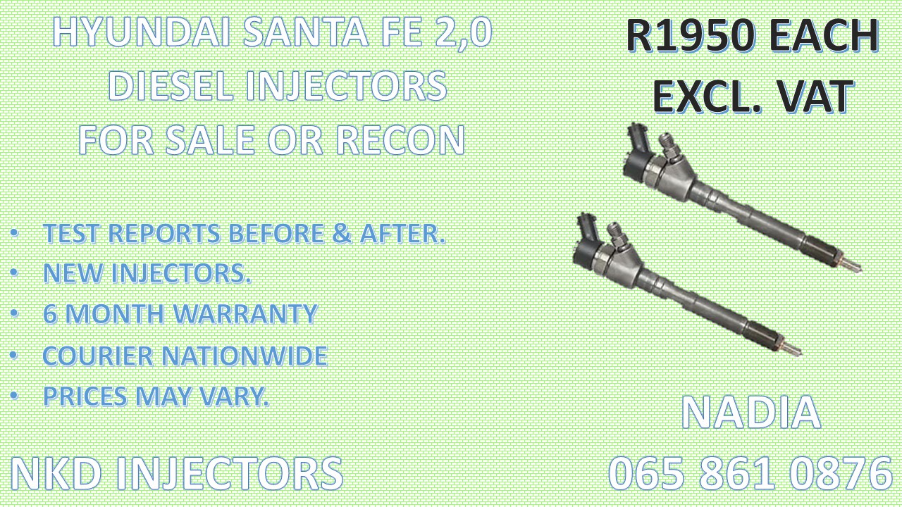 DIESEL INJECTORS FOR SALE FOR HYUNDAI SANTA FE 2.0- RECONDITIONED - Private Seller DIESEL INJECTORS FOR SALE FOR HYUNDAI SANTA FE 2.0- RECONDITIONED - Private Seller