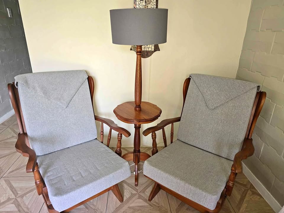 Antique rocking chairs and lamp Antique rocking chairs and lamp