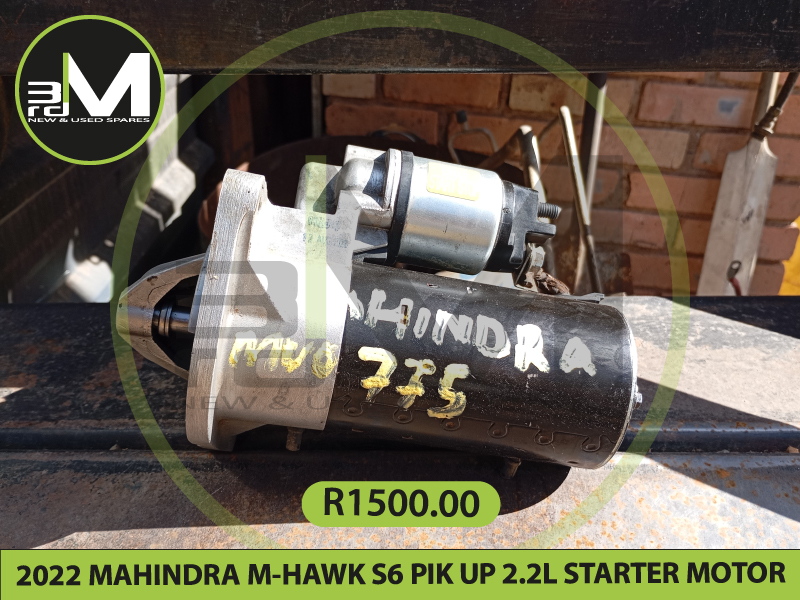 2022 MAHINDRA M HAWK S6 PIK UP 2.2L STARTER MOTOR - MV0775 - Private Seller 2022 MAHINDRA M HAWK S6 PIK UP 2.2L STARTER MOTOR - MV0775 - Private Seller