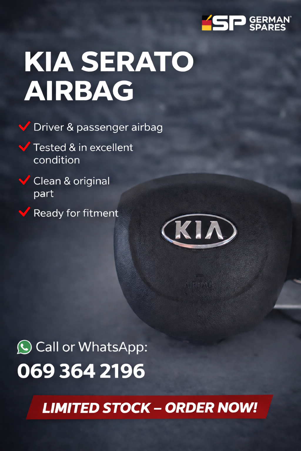 KIA SERATO STEERING AIRBAG - Private Seller KIA SERATO STEERING AIRBAG - Private Seller