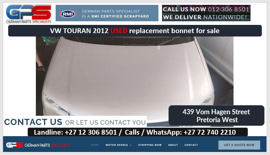 VW Touran 2012 used replacement bonnet for sale - Private Seller VW Touran 2012 used replacement bonnet for sale - Private Seller