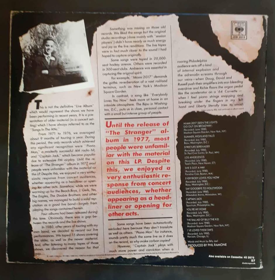 Billy Joel - Songs in The Attic LP Record