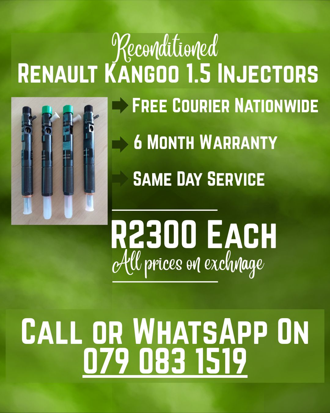 RENAULT KANGOO INJECTORS FOR SALE WITH WARRANTY INCLUDED - Private Seller RENAULT KANGOO INJECTORS FOR SALE WITH WARRANTY INCLUDED - Private Seller